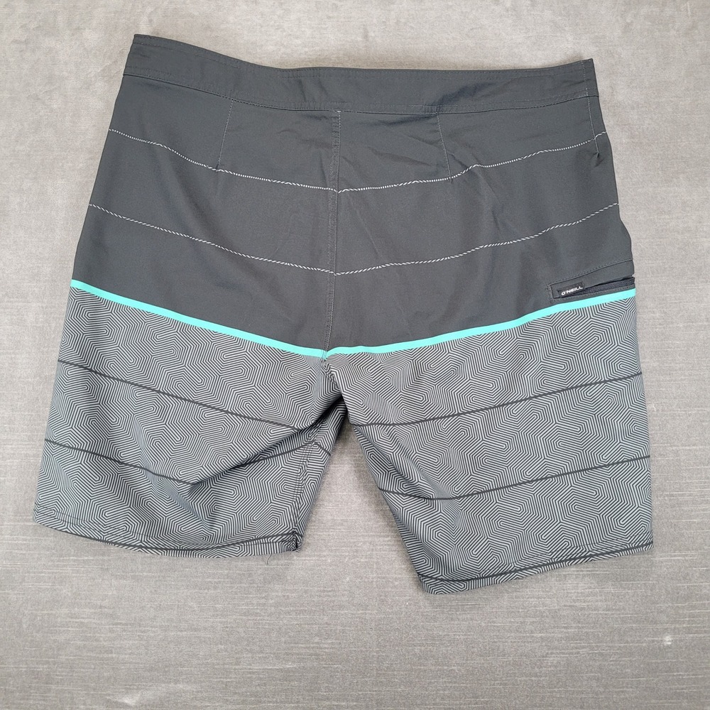 ONeill Hyperfreak Mens Board Shorts Size 36 Black Gray Geometric Striped - Picture 3 of 5